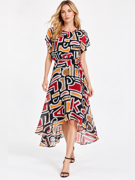 Karl Lagerfeld Dresses & Skirts - NWT Karl Lagerfeld Paris Abstract Geometric Chiffon Dress Maxi Midi, MSRP $158